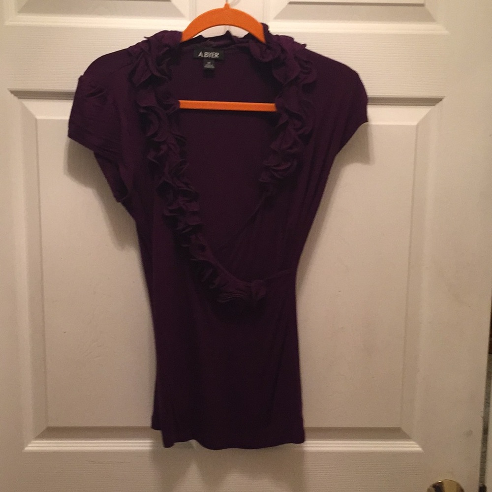 Plum dress shirt with ruffles!
